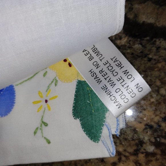 5 Applique Embroidered Floral Cotton Matching Tea Hand Towels 13x21 - Picture 5 of 8